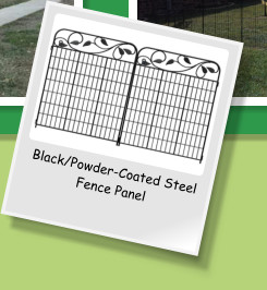 Black/Powder-Coated Steel Fence Panel